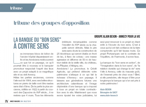 Annecy Magazine, Alain Bexon, Crédit Agricole, Annecy